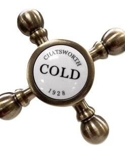 Chatsworth 1928 Antique Brass Wall Mounted Crosshead Basin Mixer Tap -Cheap Traditional Taps Store CHWMBASBRA d2 460