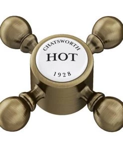Chatsworth 1928 Antique Brass Wall Mounted Crosshead Bath Filler Tap -Cheap Traditional Taps Store CHWMBBRA d3 460
