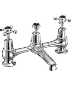 Burlington Claremont Black Bridge Basin Mixer with Plug & Chain Waste