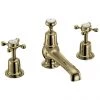 Burlington Gold Claremont 3TH Basin Mixer with Pop-up Waste -Cheap Traditional Taps Store CL12 QT GOLD P