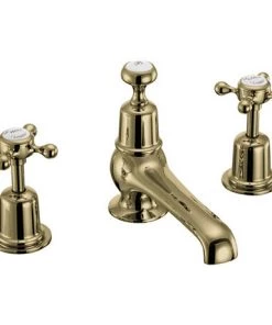 Burlington Gold Claremont 3TH Basin Mixer with Pop-up Waste