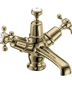 Burlington Gold Claremont Basin Mixer with Click-Clack Waste