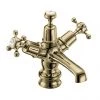 Burlington Gold Claremont Regent Basin Mixer with Click-Clack Waste -Cheap Traditional Taps Store CLR6 QT GOLD P