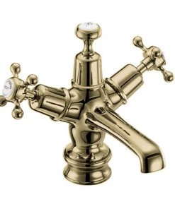 Burlington Gold Claremont Regent Basin Mixer with Click-Clack Waste