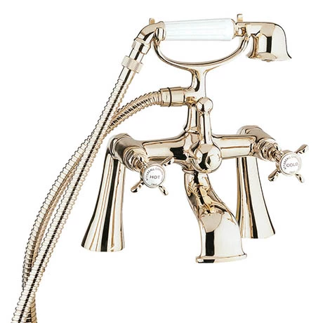 Deva Coronation Pillar Mounted Bath Shower Mixer - Gold 2 Deva Coronation Pillar Mounted Bath Shower Mixer - Gold