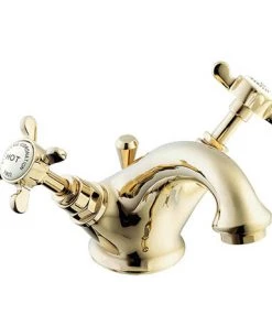 Deva Coronation Mono Basin Mixer Tap with Pop Up Waste - Gold