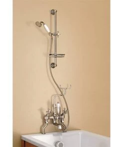 Burlington Claremont Angled Bath Shower Mixer with Slide Rail & Soap Basket - H230-CL