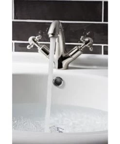 Crosswater - Belgravia Crosshead Highneck Monobloc Basin Mixer with Pop-up Waste - Nickel - HG112DPN -Cheap Traditional Taps Store HG112DPN D1 460