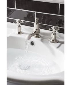 Crosswater - Belgravia Crosshead 3 Tap Hole Basin Mixer inc. Waste - Nickel - HG130DPN -Cheap Traditional Taps Store HG130DPN D1 460