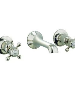 Crosswater - Belgravia Crosshead Wall Mounted 3 Hole Set Basin Mixer - Nickel - HG131WNN