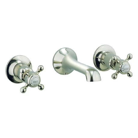 Crosswater - Belgravia Crosshead Wall Mounted 3 Hole Set Basin Mixer - Nickel - HG131WNN 3 Crosswater - Belgravia Crosshead Wall Mounted 3 Hole Set Basin Mixer - Nickel - HG131WNN