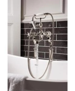 Crosswater - Belgravia Crosshead Floor Mounted Freestanding Bath Shower Mixer - Nickel -Cheap Traditional Taps Store HG422DN HG002FN D1 460