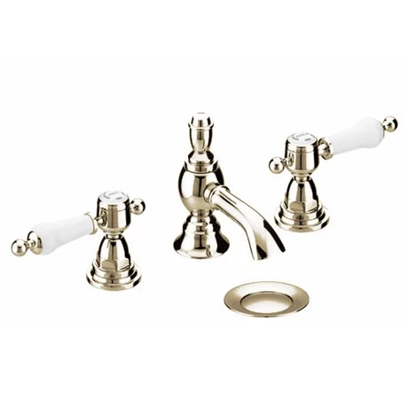 Heritage - Glastonbury 3 Hole Basin Mixer with Pop-up Waste - Vintage Gold - TGRG06 3 Heritage - Glastonbury 3 Hole Basin Mixer with Pop-up Waste - Vintage Gold - TGRG06