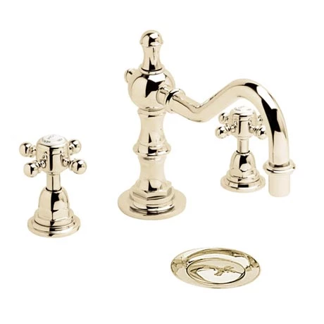 Heritage - Hartlebury 3 Hole Swivel Spout Basin Mixer with Pop-up Waste - Vintage Gold - THRG09 3 Heritage - Hartlebury 3 Hole Swivel Spout Basin Mixer with Pop-up Waste - Vintage Gold - THRG09