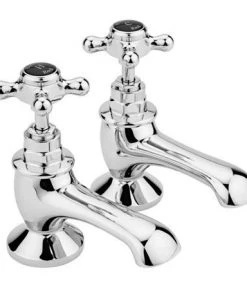 Hudson Reed Topaz Black Basin Taps - Chrome - BC401HX