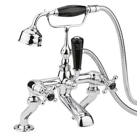 Hudson Reed Topaz Black Deck Mounted Bath Shower Mixer Tap + Shower Kit 3 Hudson Reed Topaz Black Deck Mounted Bath Shower Mixer Tap + Shower Kit