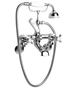 Hudson Reed Topaz Wall Mounted Bath Shower Mixer with Shower Kit - Chrome - BC304