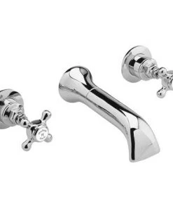 Hudson Reed Topaz Wall Mounted Bath Spout and Stop Taps - Chrome - BC309HX