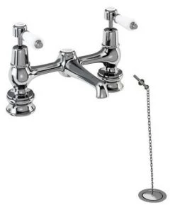 Burlington Kensington Regent 2 Tap Hole Bridge Basin Mixer w/ Plug & Chain - KER10 -Cheap Traditional Taps Store KER10 d1 375