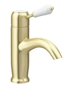 Lancaster Traditional Brushed Brass Single Lever Mono Basin Mixer Tap