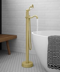 Lancaster Traditional Brushed Brass Single Lever Freestanding Bath Shower Mixer