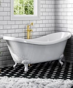 Lancaster Traditional Brushed Brass Single Lever Freestanding Bath Shower Mixer -Cheap Traditional Taps Store LBB8FS d3 460