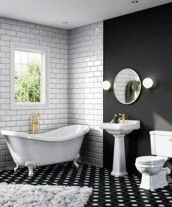 Lancaster Traditional Brushed Brass Single Lever Freestanding Bath Shower Mixer -Cheap Traditional Taps Store LBB8FS d4 460