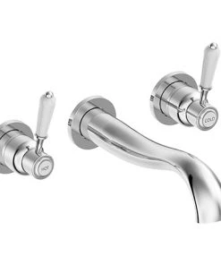 Lancaster Traditional Chrome Wall Mounted Lever Basin Mixer Tap