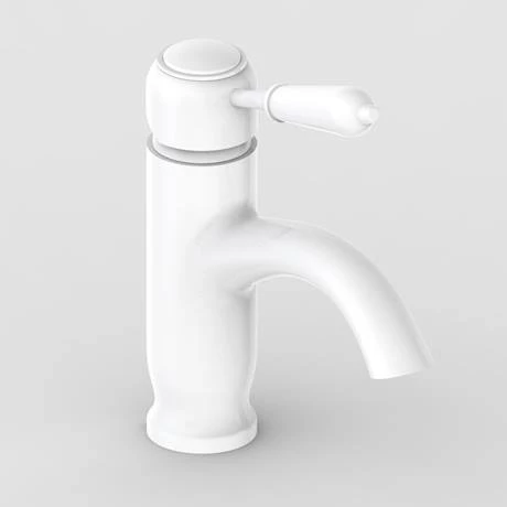 Lancaster Traditional Matt White Single Lever Mono Basin Mixer Tap 4 Lancaster Traditional Matt White Single Lever Mono Basin Mixer Tap - Image 2