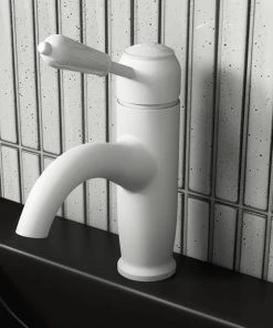 Lancaster Traditional Matt White Single Lever Mono Basin Mixer Tap