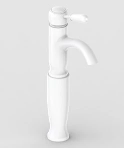 Lancaster Traditional Matt White Tall Mono Basin Mixer Tap