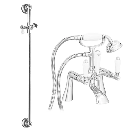 Lancaster Traditional Bath Shower Mixer with Slider Rail Kit - Chrome 3 Lancaster Traditional Bath Shower Mixer with Slider Rail Kit - Chrome