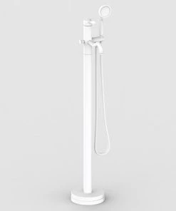 Lancaster Traditional Matt White Single Lever Freestanding Bath Shower Mixer