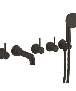 Crosswater MPRO Industrial 5 Hole Bath Filler with Spout & Handset - Carbon Black - PRI450WM