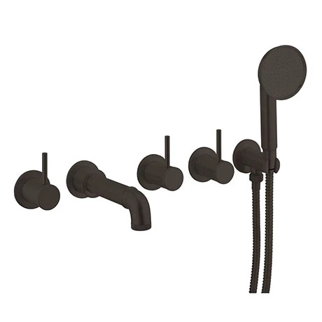 Crosswater MPRO Industrial 5 Hole Bath Filler with Spout & Handset - Carbon Black - PRI450WM 3 Crosswater MPRO Industrial 5 Hole Bath Filler with Spout & Handset - Carbon Black - PRI450WM