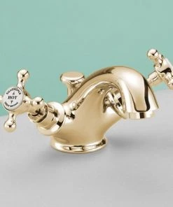 Silverdale Victorian Basin Monobloc Tap with Pop Up Waste Gold