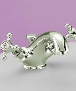 Silverdale Victorian Basin Monobloc Tap with Pop Up Waste Nickel