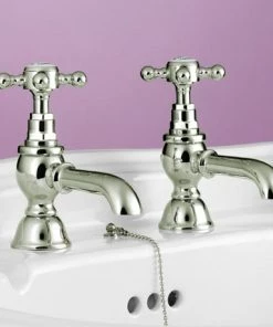 Silverdale Victorian Basin Pillar Taps Nickel