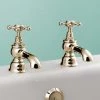 Silverdale Victorian Bath Pillar Taps Gold