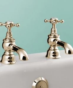 Silverdale Victorian Bath Pillar Taps Gold