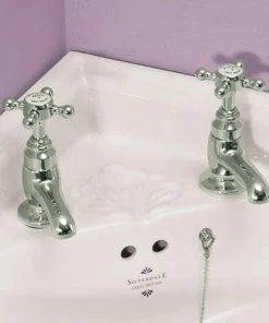 Silverdale Victorian Cloakroom Basin Pillar Taps Nickel