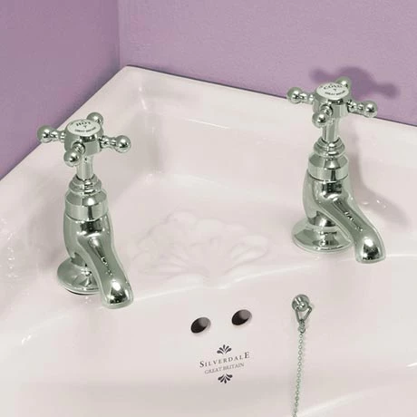 Silverdale Victorian Cloakroom Basin Pillar Taps Nickel 3 Silverdale Victorian Cloakroom Basin Pillar Taps Nickel