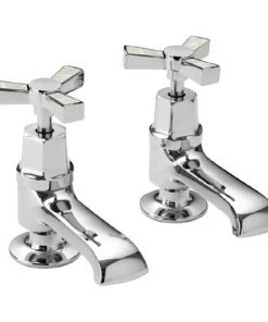 Heritage Gracechurch Mother of Pearl Basin Pillar Taps - TGRDMOP00