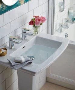 Heritage Lymington Lace Gold Basin Pillar Taps - TLYCG00 -Cheap Traditional Taps Store TLYCG00 D1 460