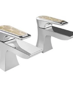 Heritage Lymington Lace Gold Bath Pillar Taps - TLYCG01