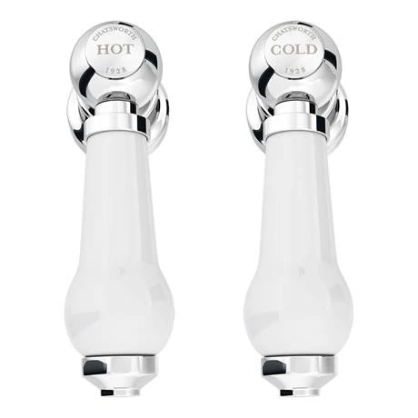 Chatsworth 1928 Traditional White Lever Pillar Basin Taps 4 Chatsworth 1928 Traditional White Lever Pillar Basin Taps - Image 2