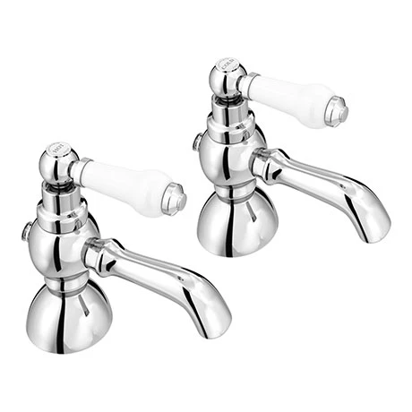 Chatsworth 1928 Traditional White Lever Pillar Basin Taps 3 Chatsworth 1928 Traditional White Lever Pillar Basin Taps