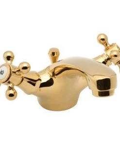 Deva Tudor Mono Basin Mixer Tap with Pop Up Waste - Gold - TUD113/501