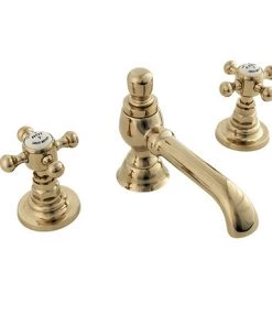 Silverdale Victorian 3 Hole Basin Deck with Pop Up Waste Gold