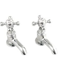 Silverdale Victorian Cloakroom Basin Pillar Taps Chrome